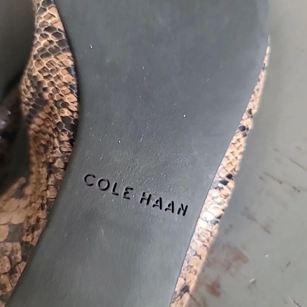 COLE HAAN Snakeskin Black Patent Leather Cap Toe Comfort Ballet Flats Shoes 8b